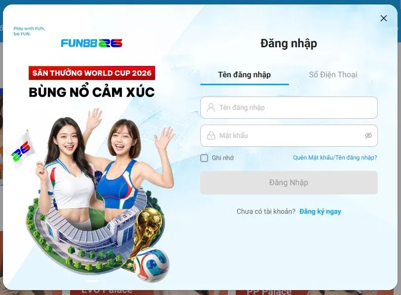 biểu mẫu đăng ký FUN88