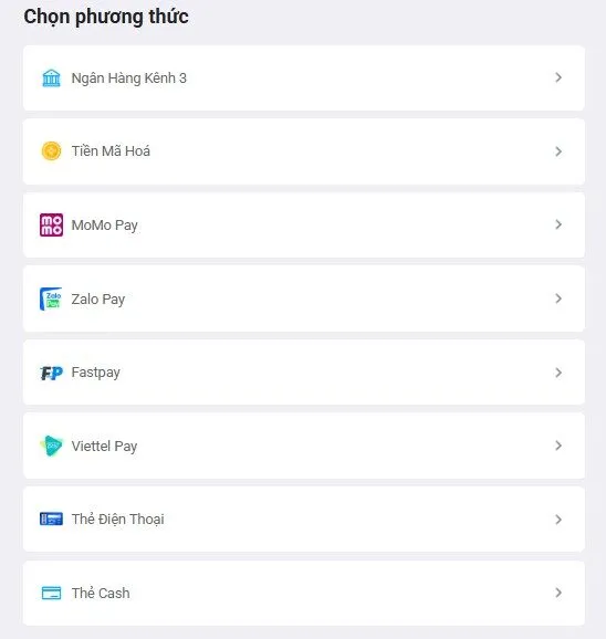 hướng dẫn nạp tiền FUN88 chi tiết