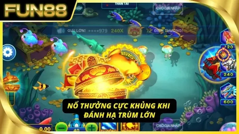 Boss bị tiêu diệt dẫn đến tiền vàng rơi ra giữa màn hình