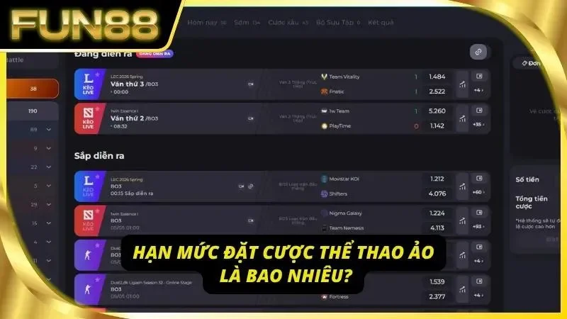 Nắm rõ quy định về số tiền cược của thể thao ảo