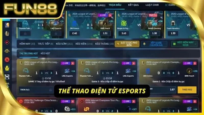 Sảnh kèo Esports đang là xu hướng lựa chọn của nhiều cược thủ