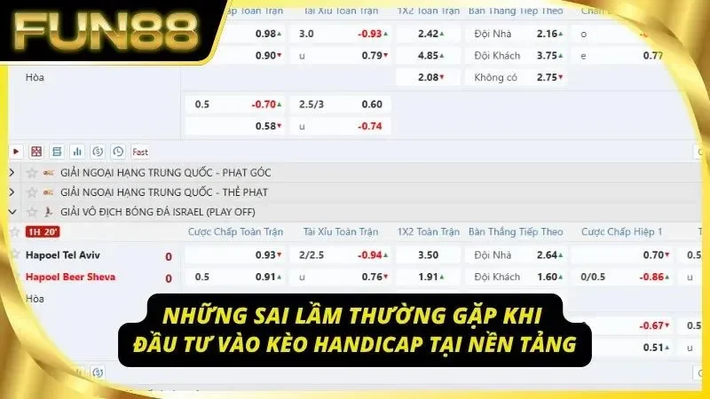 3 sai lầm khi đặt tiền vào handicap