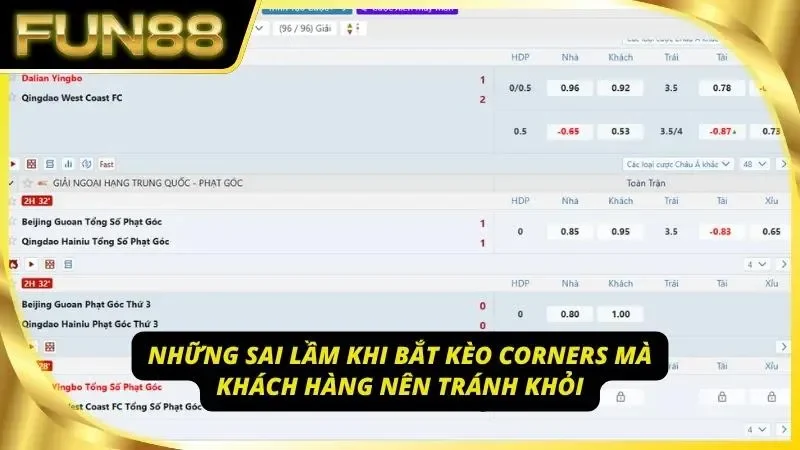 Sai lầm khi chọn cửa cược corners