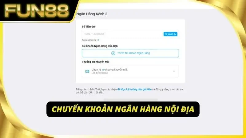Giao diện hiển thị số tài khoản nhận tiền rõ ràng, dễ thao tác